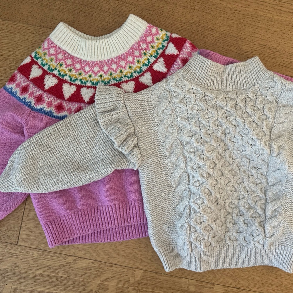 Girls Fairisle Jacquard Toddler Christmas Sweater Bundle 2T